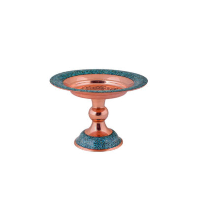 Bonbonnière sur Piédestal en Cuivre Incrustée de Turquoise Modèle Zivar