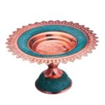 Plat sur Piédestal en Cuivre Incrusté de Turquoise Modèle Karimi
