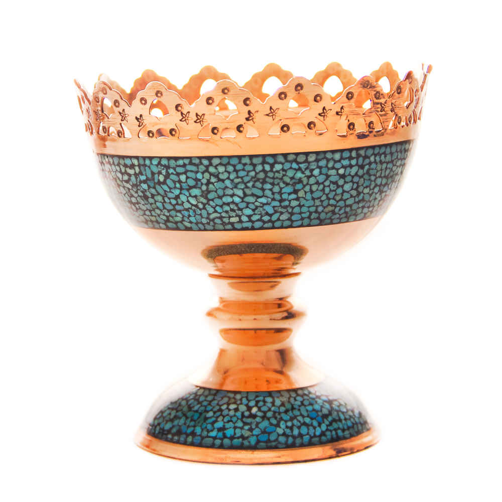 Bol Décoratif Persan Artisanal Incrusté de Turquoise Ayeh