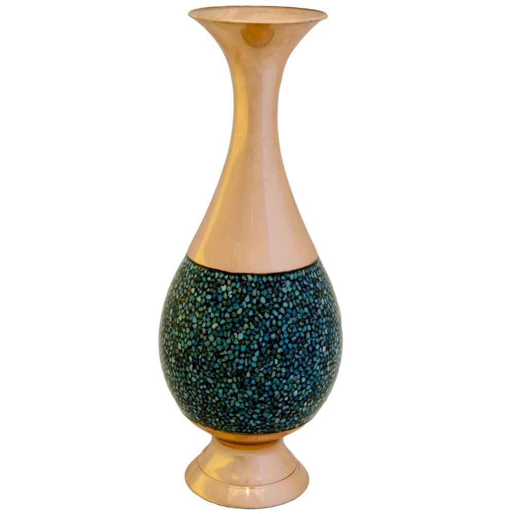 Vase décoratif persan incrusté de turquoise fait main Ehsan