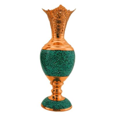 Vase décoratif persan incrusté de turquoise fait main Roya