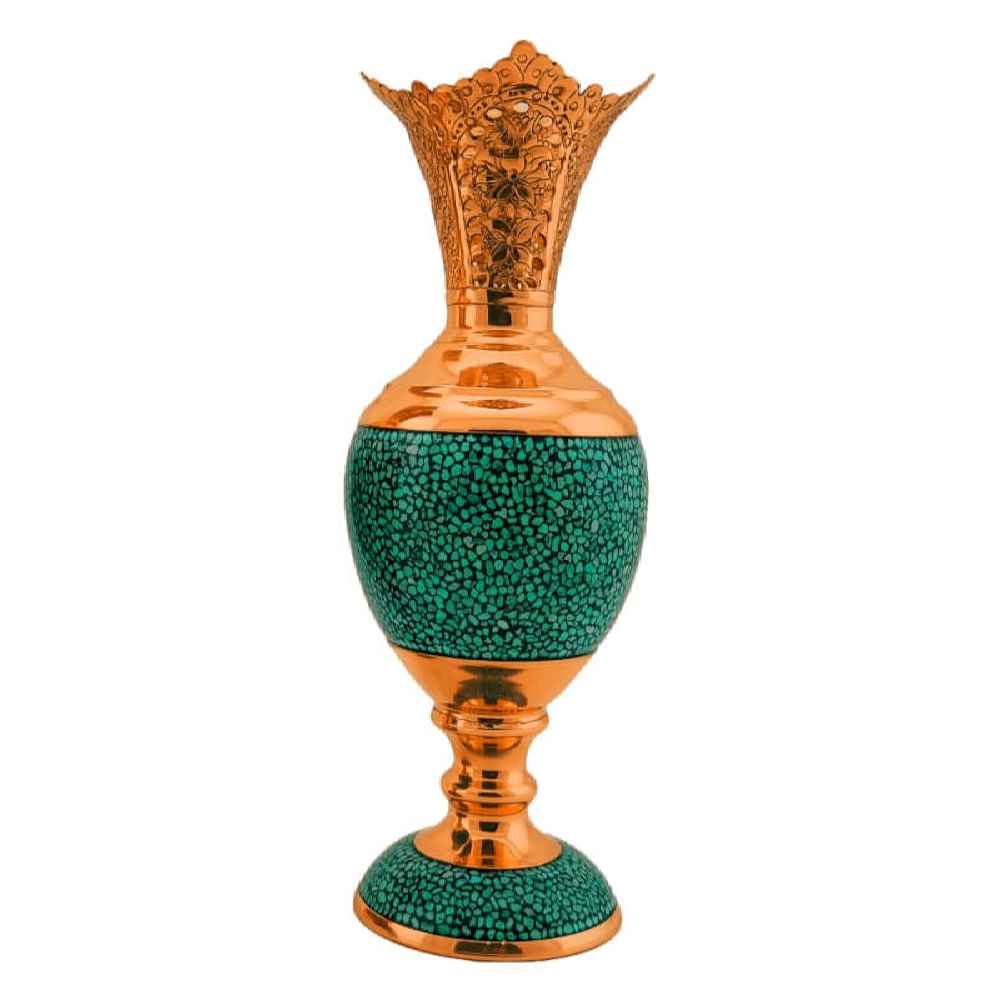 Vase décoratif persan incrusté de turquoise fait main Roya