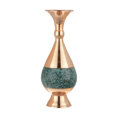 Vase décoratif persan incrusté de turquoise fait main Sarv