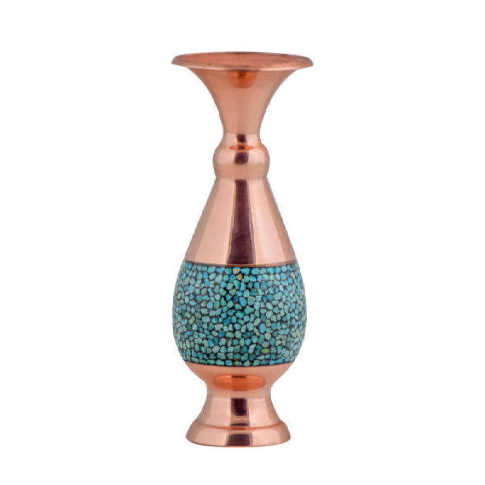 Vase décoratif persan incrusté de turquoise fait main Setareh