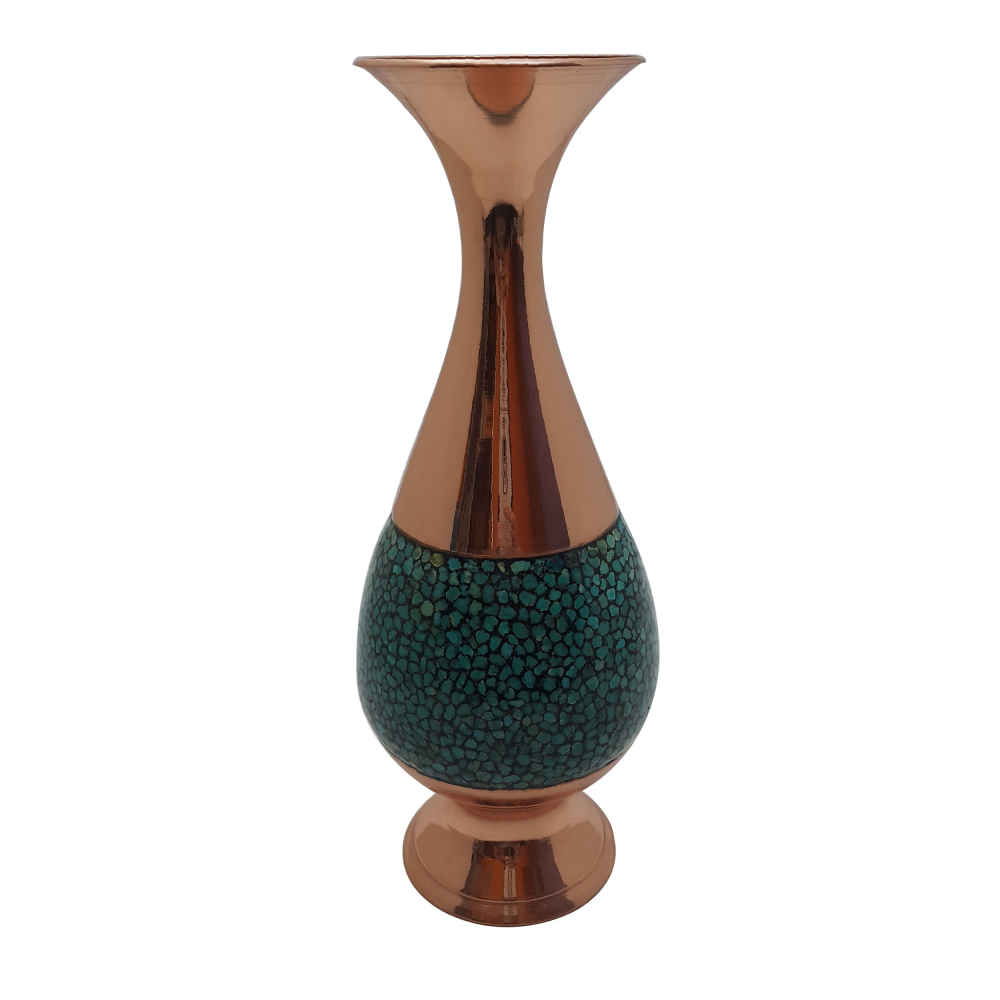 Vase décoratif persan incrusté de turquoise fait main Sina