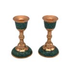 Bougeoir en cuivre persan fait à la main – Design incrusté de turquoise – Laleh (2x)