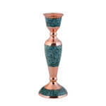 Bougeoir en cuivre persan fait à la main – Design incrusté de turquoise – Sahra