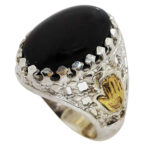 Bague en argent Aqeeq yéménite persane pour hommes – Noir
