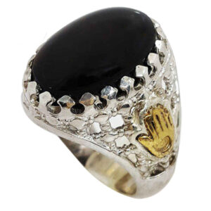 Bague en argent Aqeeq yéménite persane pour hommes – Noir