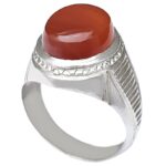 Bague en argent Aqeeq yéménite persane pour hommes – Rouge