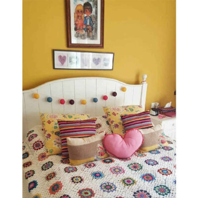 Couverture en crochet de coton – Couverture colorée style afghan – Afsane
