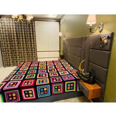 Couverture en crochet de coton – Couverture colorée style afghan – Ahoo