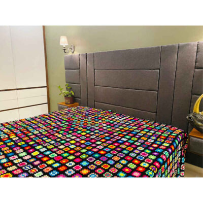 Couverture en crochet de coton – Couverture colorée style afghan – Armita