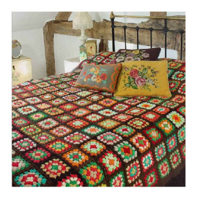 Couverture en crochet de coton – Design coloré style afghan – Azin