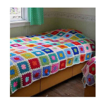 Couverture en crochet de coton – Couverture colorée style afghan – Parvin