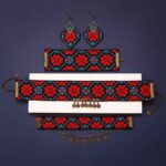 Persian Embroidered Necklace, Bracelet & Earrings Set Pegah