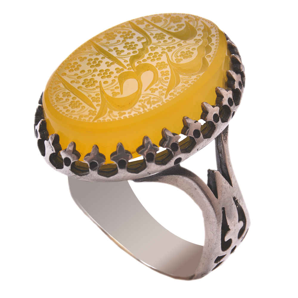Bague en argent Aqeeq yéménite islamique pour hommes - Seyed Alshohada