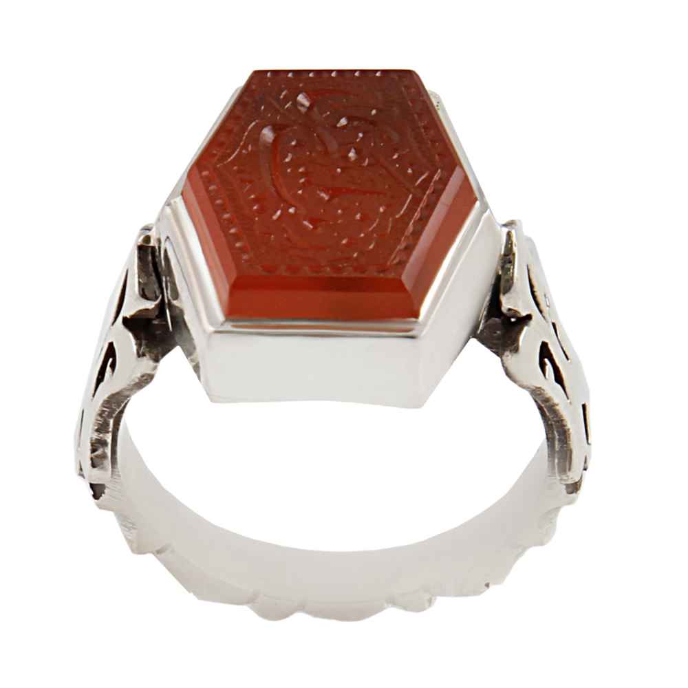 Bague en argent Aqeeq yéménite islamique pour hommes - Ya Zeynab Kobra
