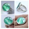 Bague en argent Aqeeq yéménite islamique pour hommes - Verte