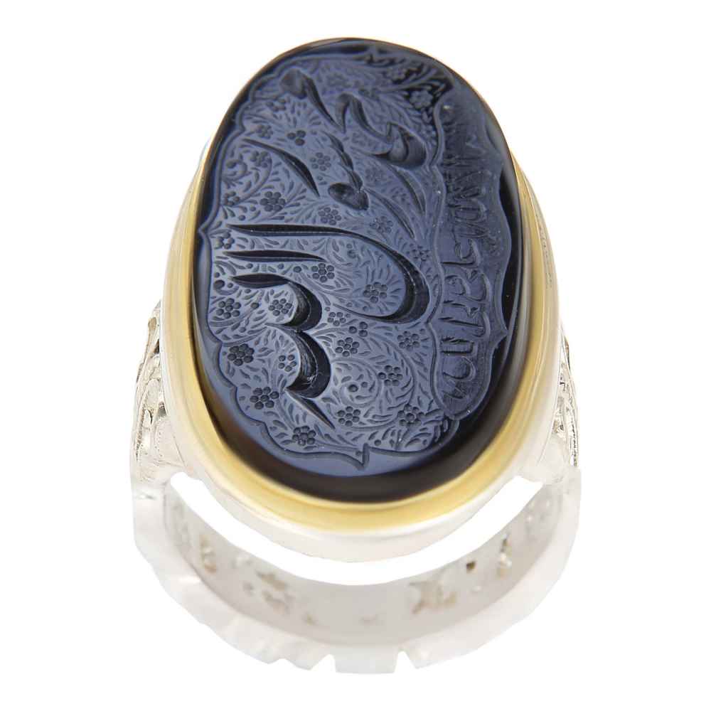 Bague en argent Aqeeq yéménite islamique pour hommes - Muhammad Rasulollah
