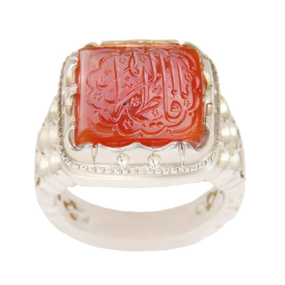 Bague en argent Aqeeq yéménite islamique pour hommes - Ya Fatemeh