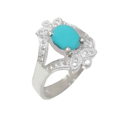 Bague en Argent Persan Faite Main avec Turquoise de Neyshabur Fariba