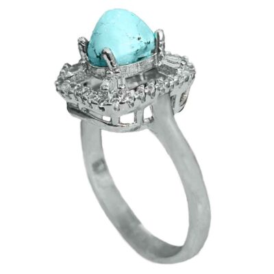 Bague en Argent Persan Faite Main avec Turquoise de Neyshabur Fatima