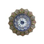Horloge murale en bois persane artisanale – Art du marqueterie Khatam, Tiara