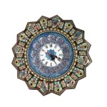 Horloge murale en bois persane artisanale – Art du marqueterie Khatam, Banoo