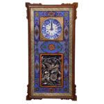Horloge murale en bois persane artisanale – Art du marqueterie Khatam, Diba