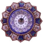 Horloge murale en bois persane artisanale – Art du marqueterie Khatam, Yara