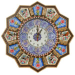 Horloge murale en bois persane artisanale – Art du marqueterie Khatam, Elma