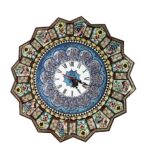 Horloge murale en bois persane artisanale – Art du marqueterie Khatam, Laya