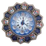 Horloge murale en bois persane artisanale – Art du marqueterie Khatam, Lila
