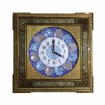 Horloge murale en bois persane artisanale – Art du marqueterie Khatam, Melina