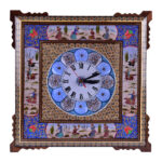 Horloge murale en bois persane artisanale – Art du marqueterie Khatam, Nafas
