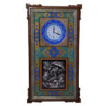 Horloge murale en bois persane artisanale – Art du marqueterie Khatam, Nargol