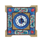 Horloge murale en bois persane artisanale – Art du marqueterie Khatam, Negin