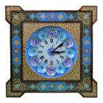 Horloge murale en bois persane artisanale – Art du marqueterie Khatam, Sana