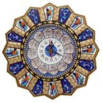 Horloge murale en bois persane artisanale – Art du marqueterie Khatam, Zarrin