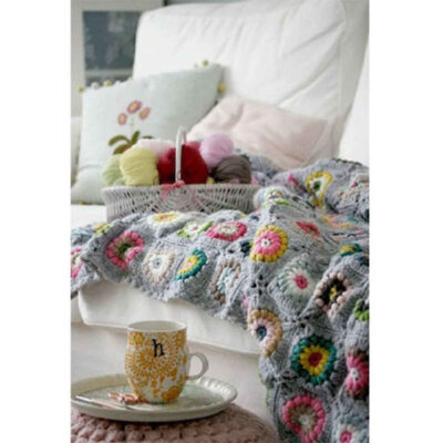 Plaid au Crochet pour Canapé et Lit Motif Bohème à Carreaux Delbar