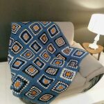 Plaid au Crochet pour Canapé et Lit Motif Bohème à Carreaux Karin