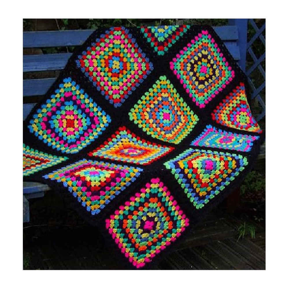 Plaid au Crochet pour Canapé et Lit Motif Bohème à Carreaux Royal