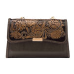 Sac bandoulière en cuir véritable fait main – Design floral