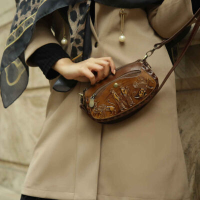 Sac bandoulière en cuir véritable fait main – Édition Hakhamanesh