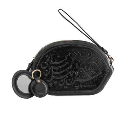 Sac bandoulière en cuir véritable fait main – Calligraphie persane Tamana