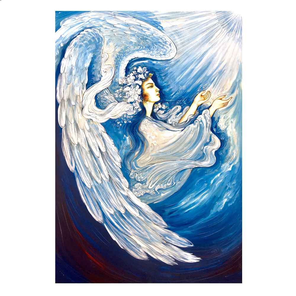 Peinture d'art miniature persan originale : Aquarelle sur carton – Niayesh par Rasoul Motamedi