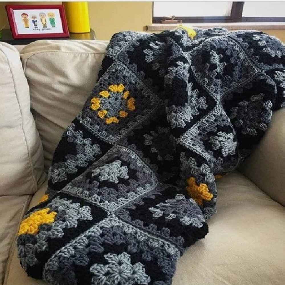 Plaid au Crochet pour Canapé et Lit Motif Bohème à Carreaux Sepand