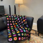 Plaid au Crochet pour Canapé et Lit Motif Bohème à Carreaux Tara