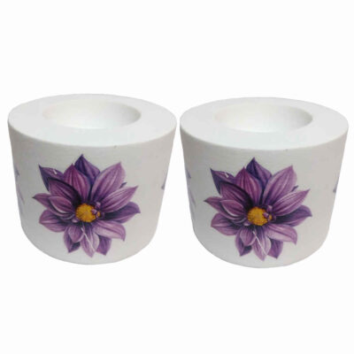Ensemble de 2 porte-bougies en plâtre modèle Flower